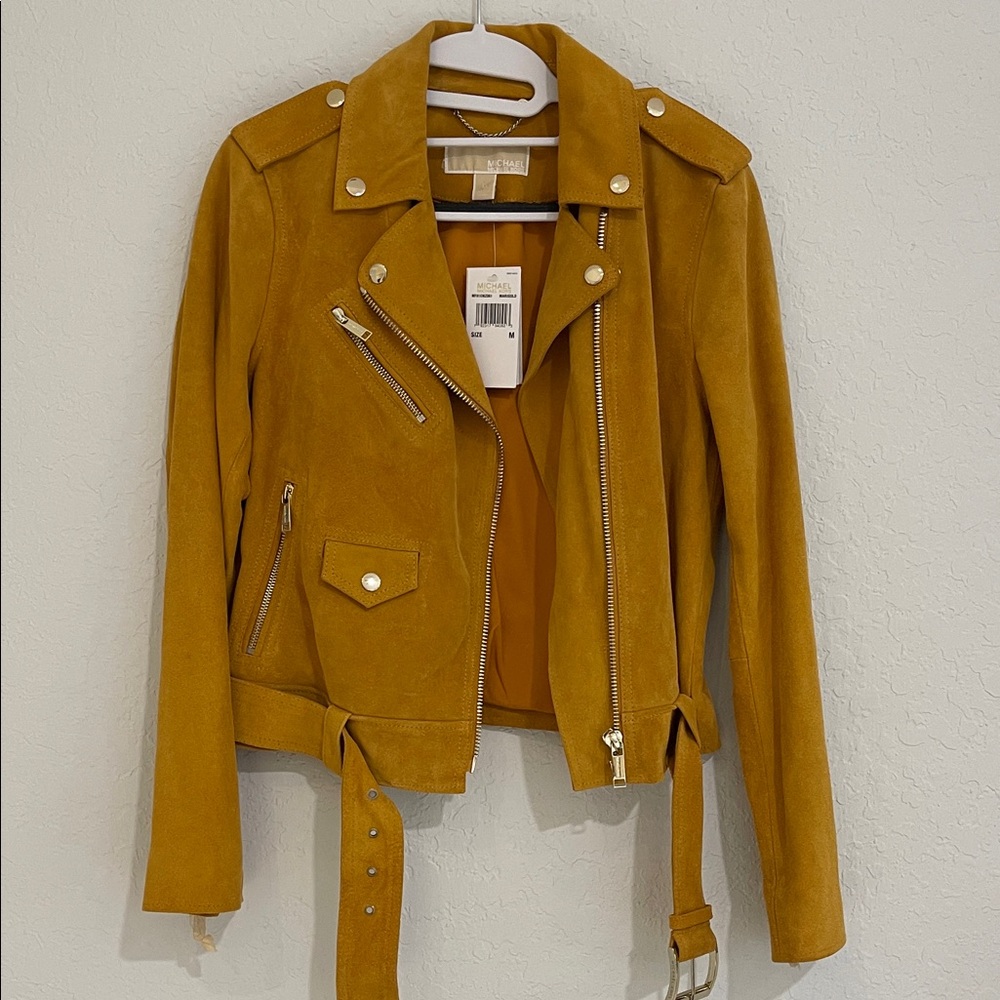 MICHAEL Michael Kors Mustard Leather Moto Jacket